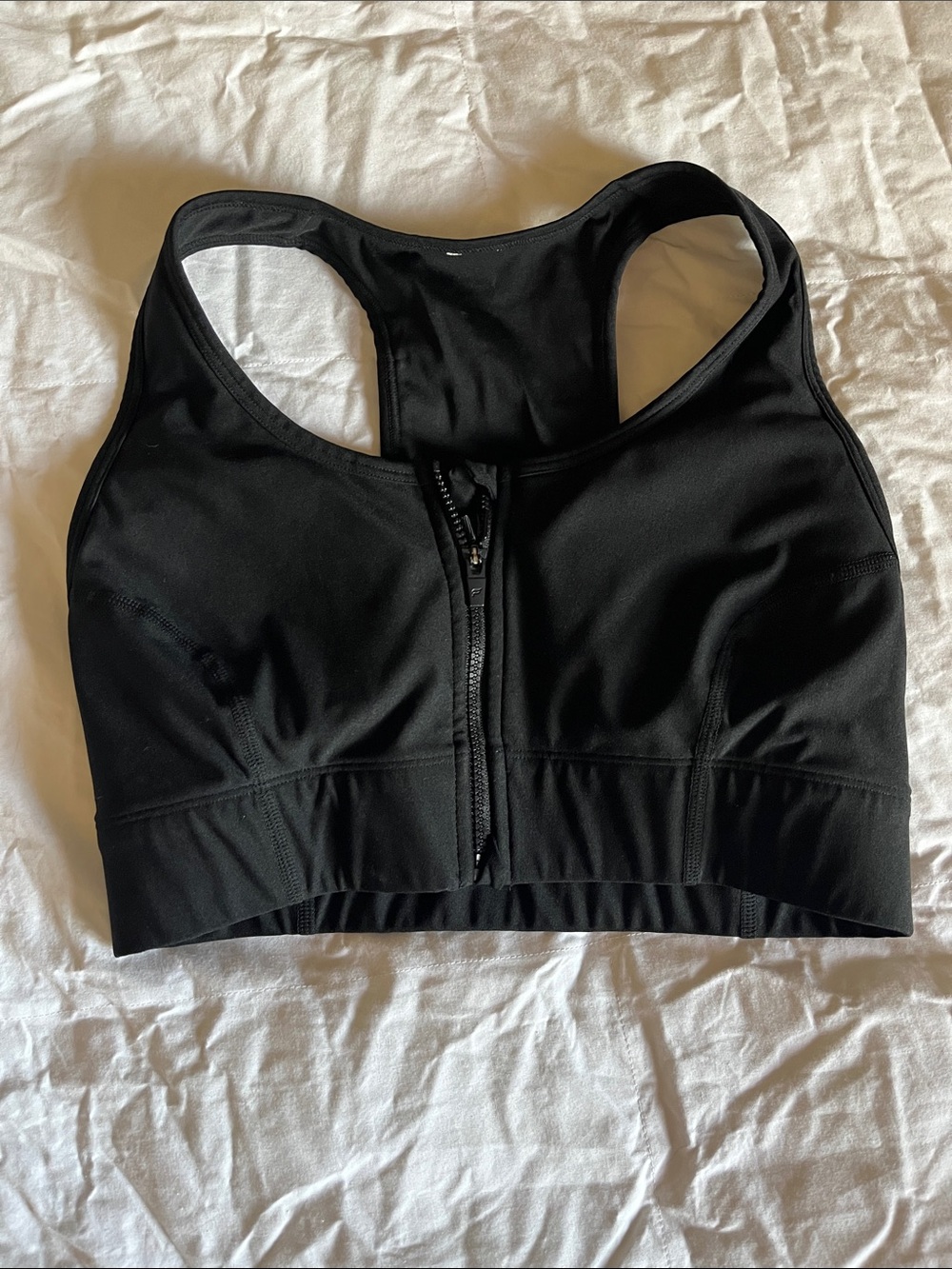 Front-Zip Black Sports Bra - Women Intimates & Sleepwear